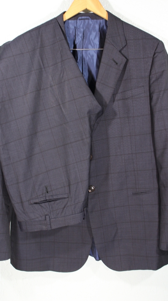Giorgio Armani 2 Button Suit Blue Windowpane